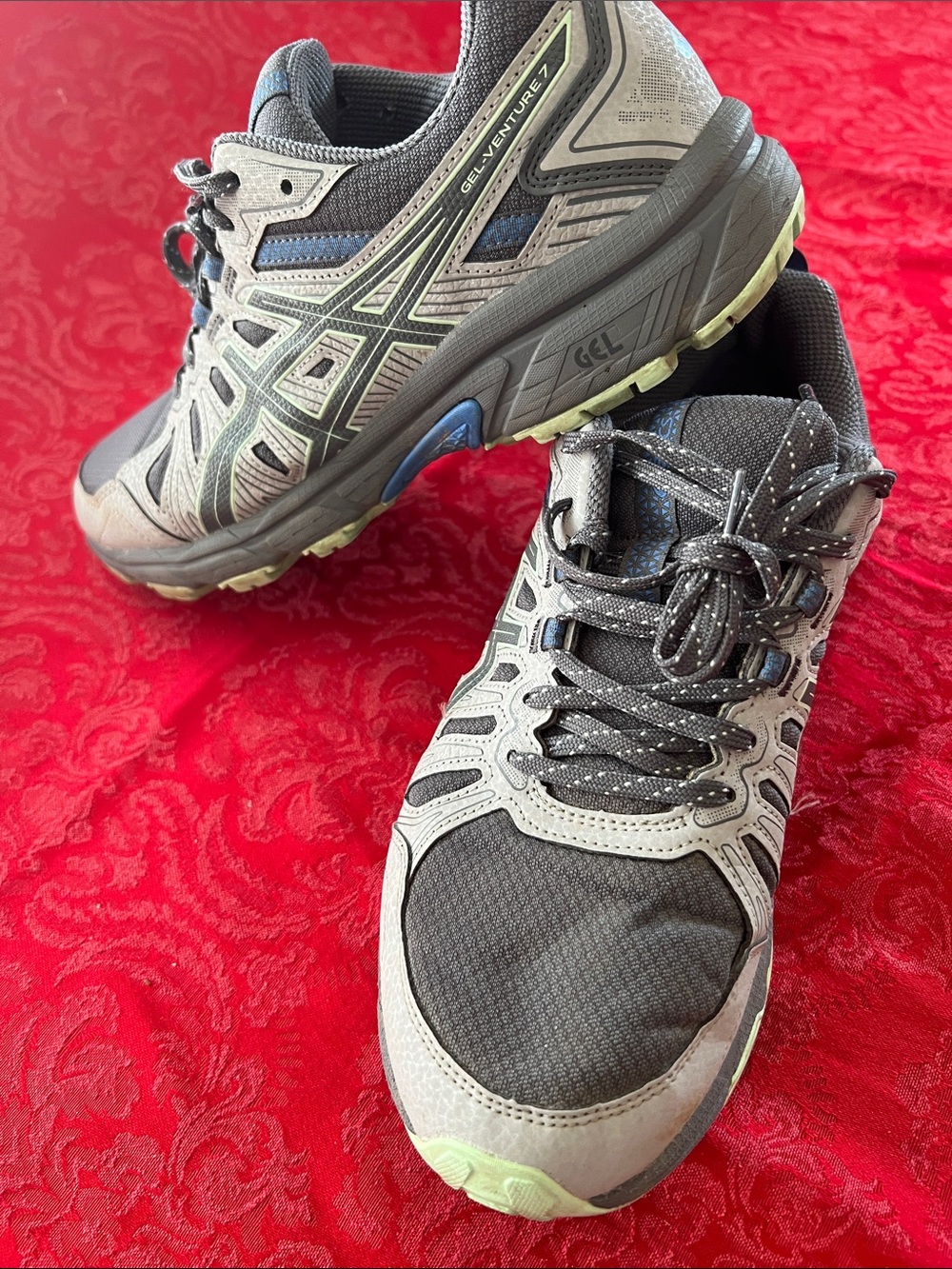 ASICS GEL-Venture 7 Trail Running Shoes Gray Blue Womens 8.5 Wide Hiking
